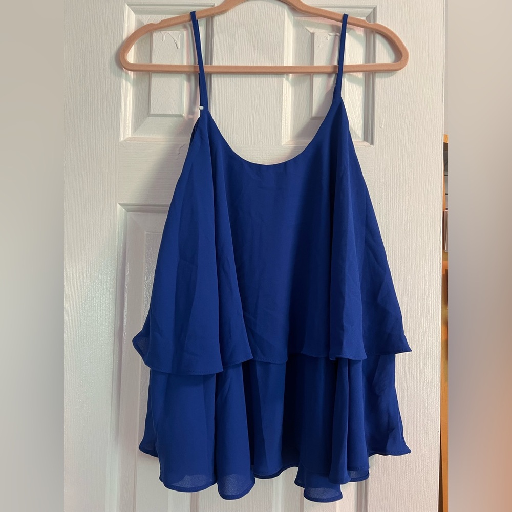 NWT Elegant Blue Women's Layered Top Tank Blouse